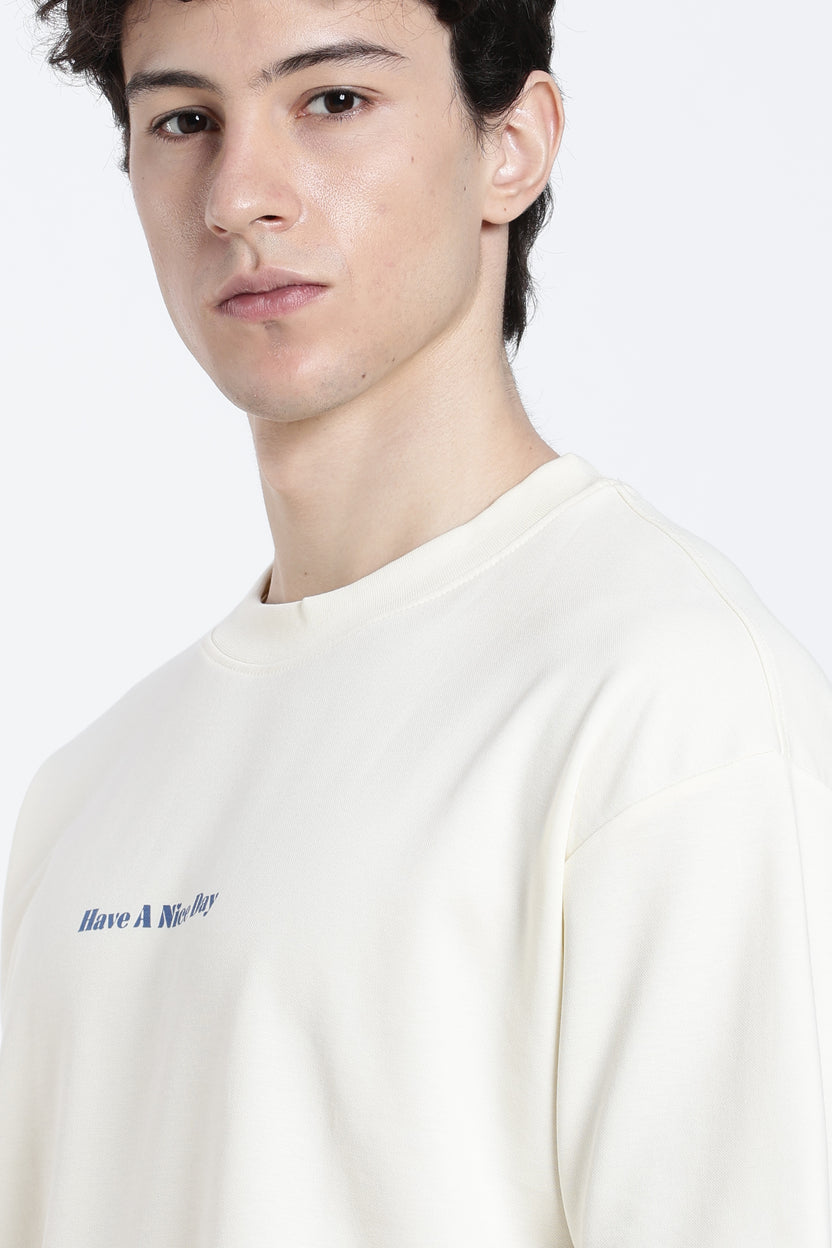 Off White Graphic Oversized Fit T-Shirt for Men - Image 3