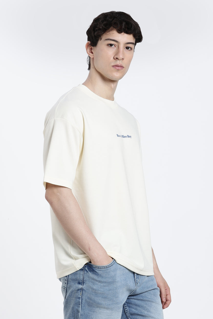 Off White Graphic Oversized Fit T-Shirt for Men - Image 4