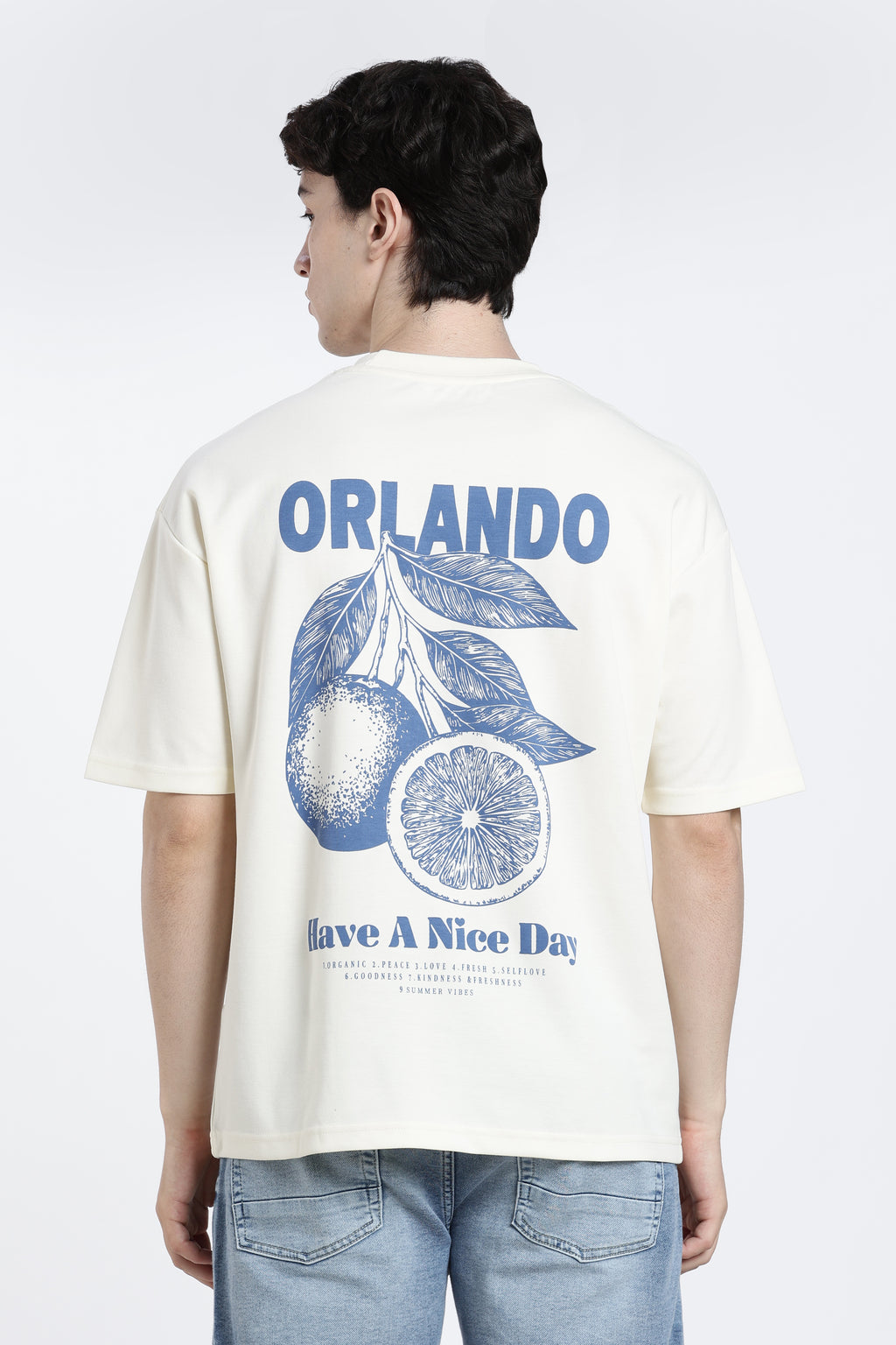 Off White Graphic Oversized Fit T-Shirt for Men - Image 5