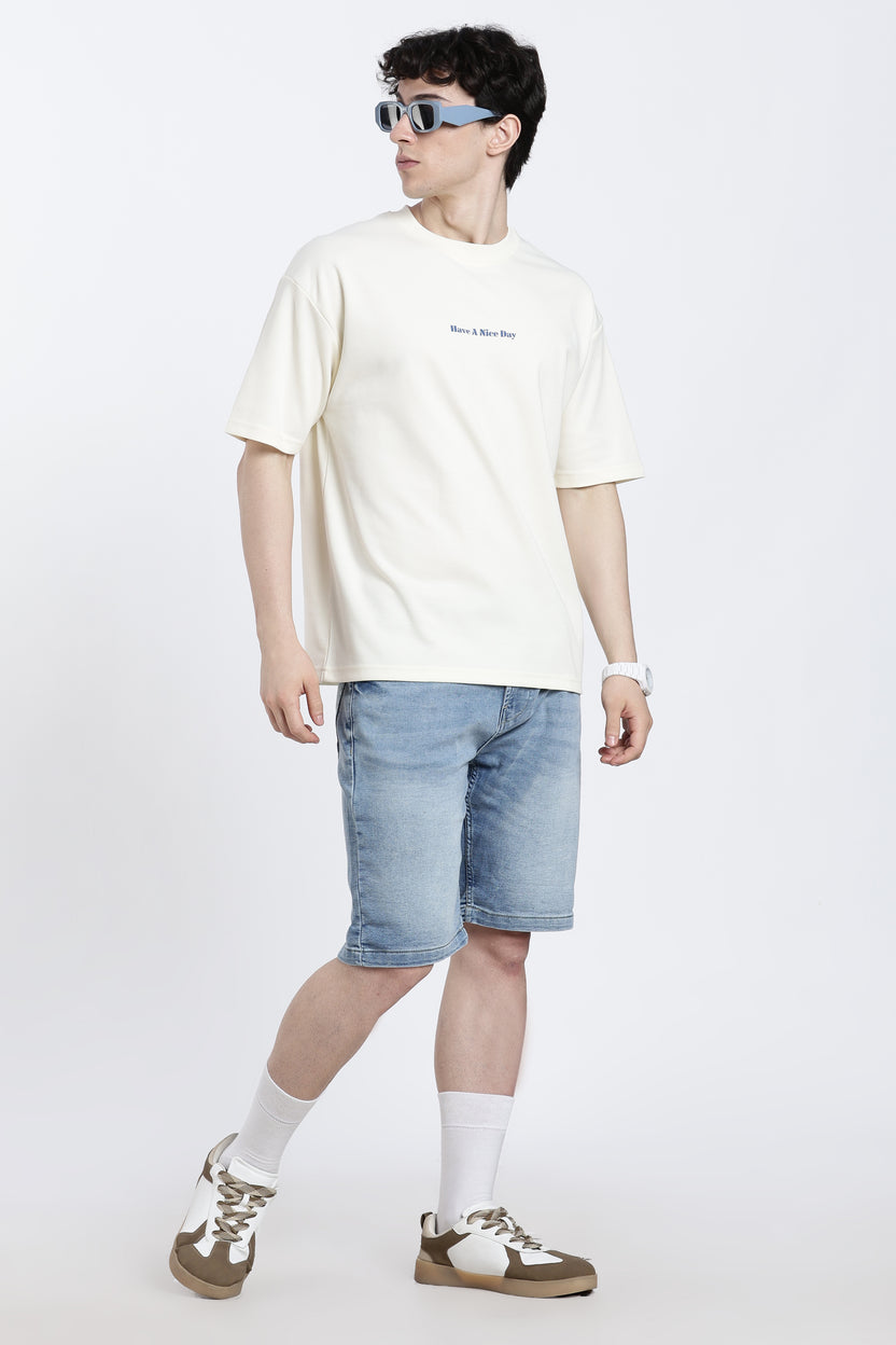 Off White Graphic Oversized Fit T-Shirt for Men - Image 6