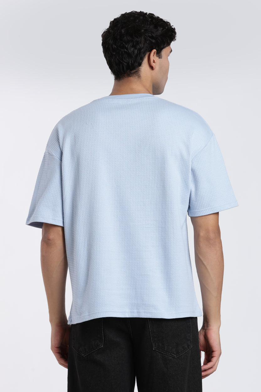 Blue Embroidered Oversized Fit T-Shirt for Men - Image 5