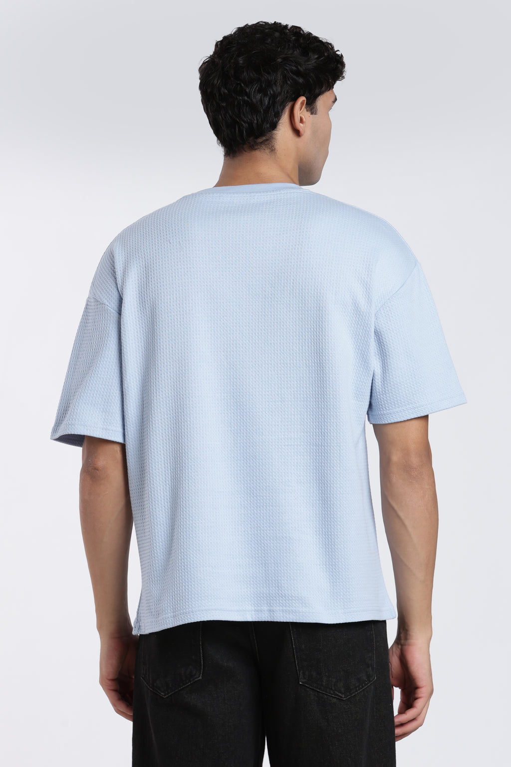 Blue Embroidered Oversized Fit T-Shirt for Men - Image 5