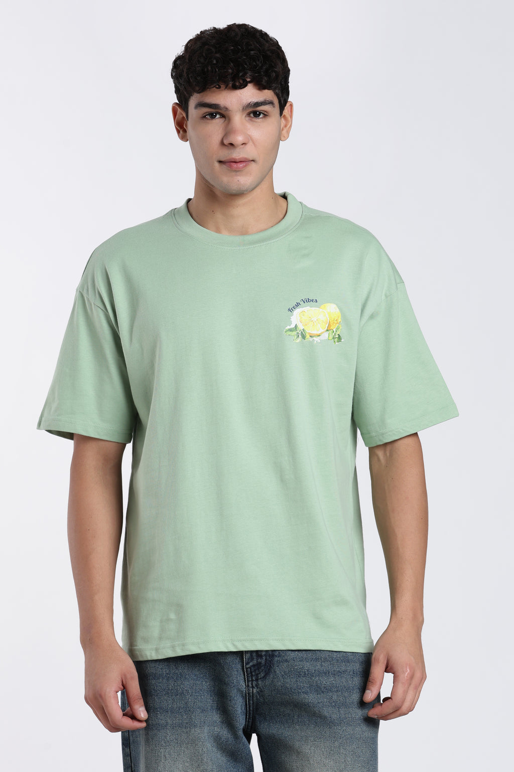 Green Graphic Oversized Fit T-Shirt for Men - Image 2