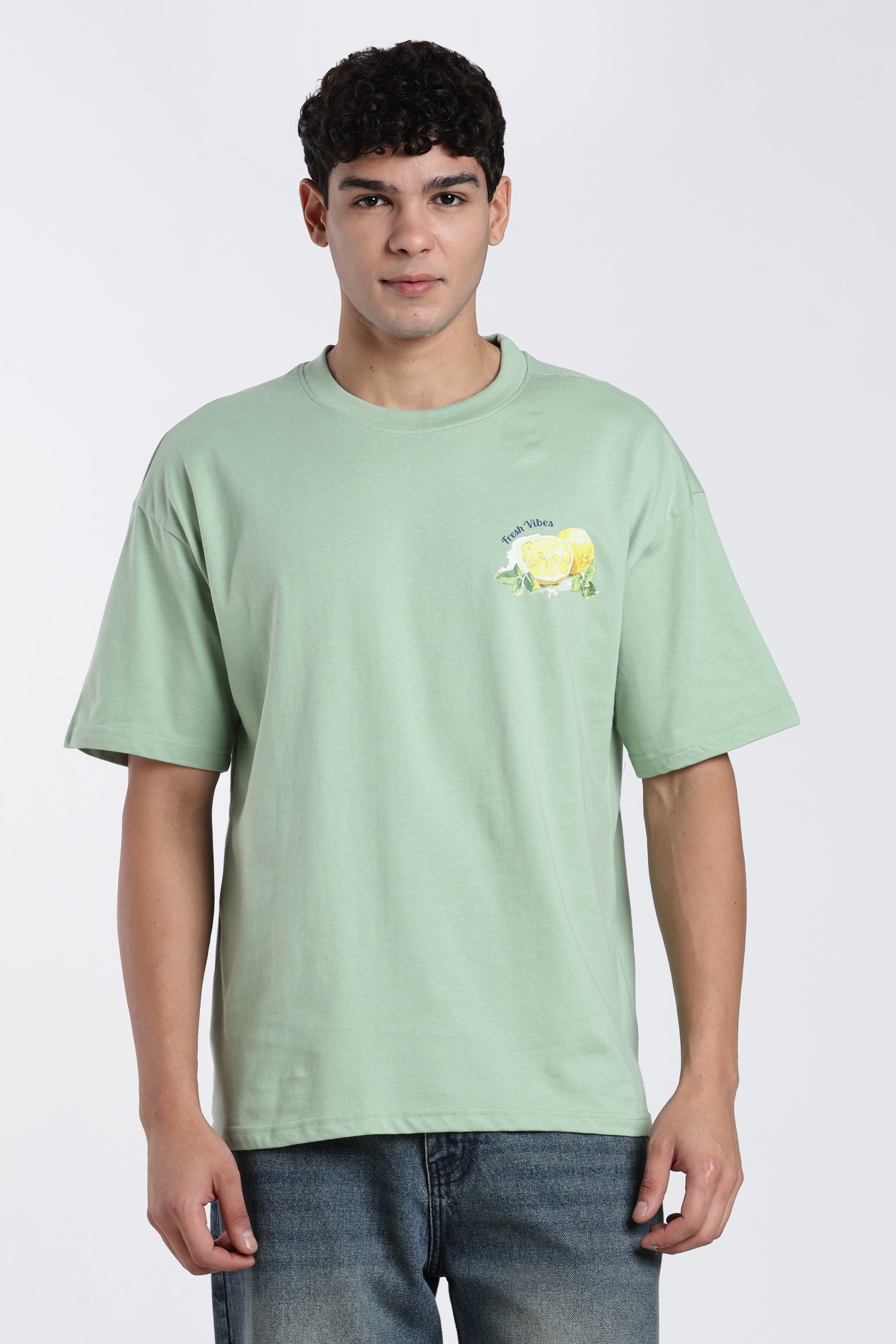 Green Graphic Oversized Fit T-Shirt for Men - Image 2