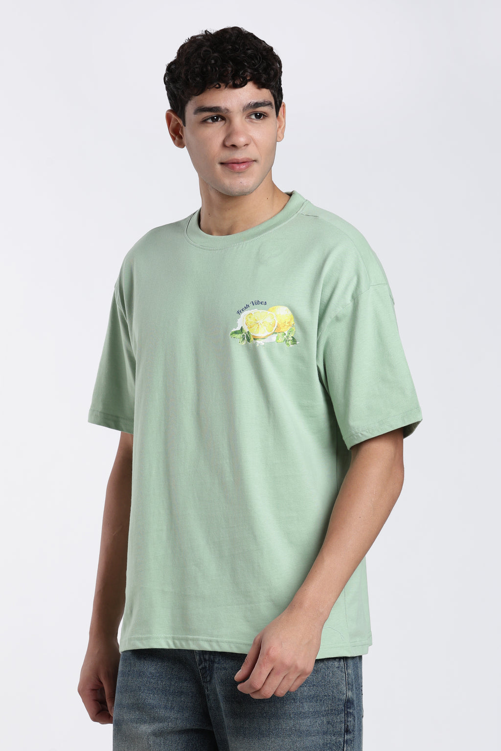 Green Graphic Oversized Fit T-Shirt for Men - Image 4