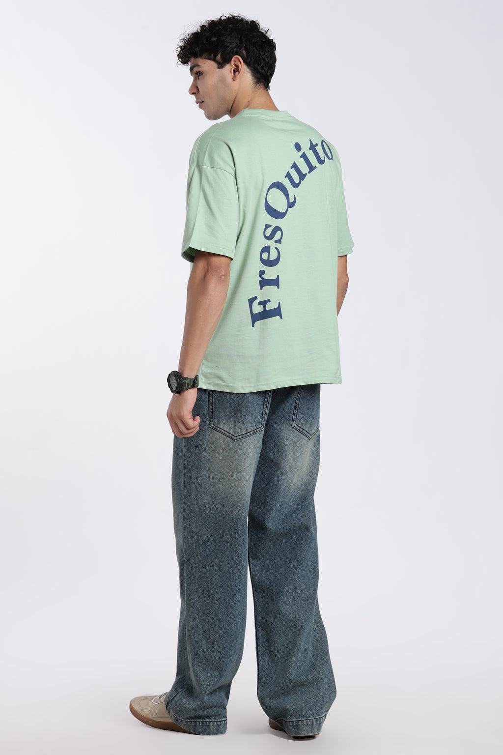 Green Graphic Oversized Fit T-Shirt for Men - Image 6
