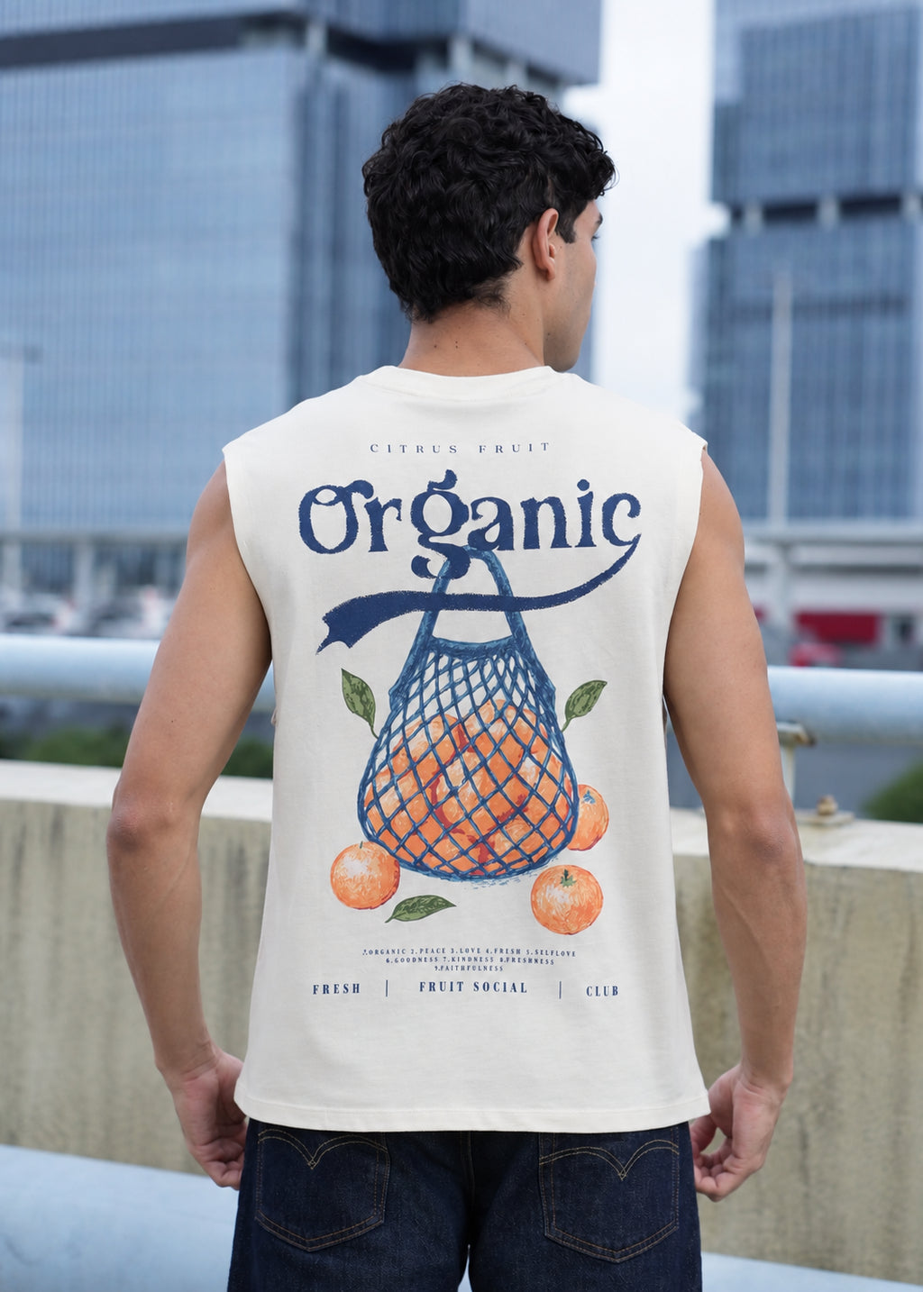Off White Graphic Printed Regular Fit T-Shirt for Men - Image 1