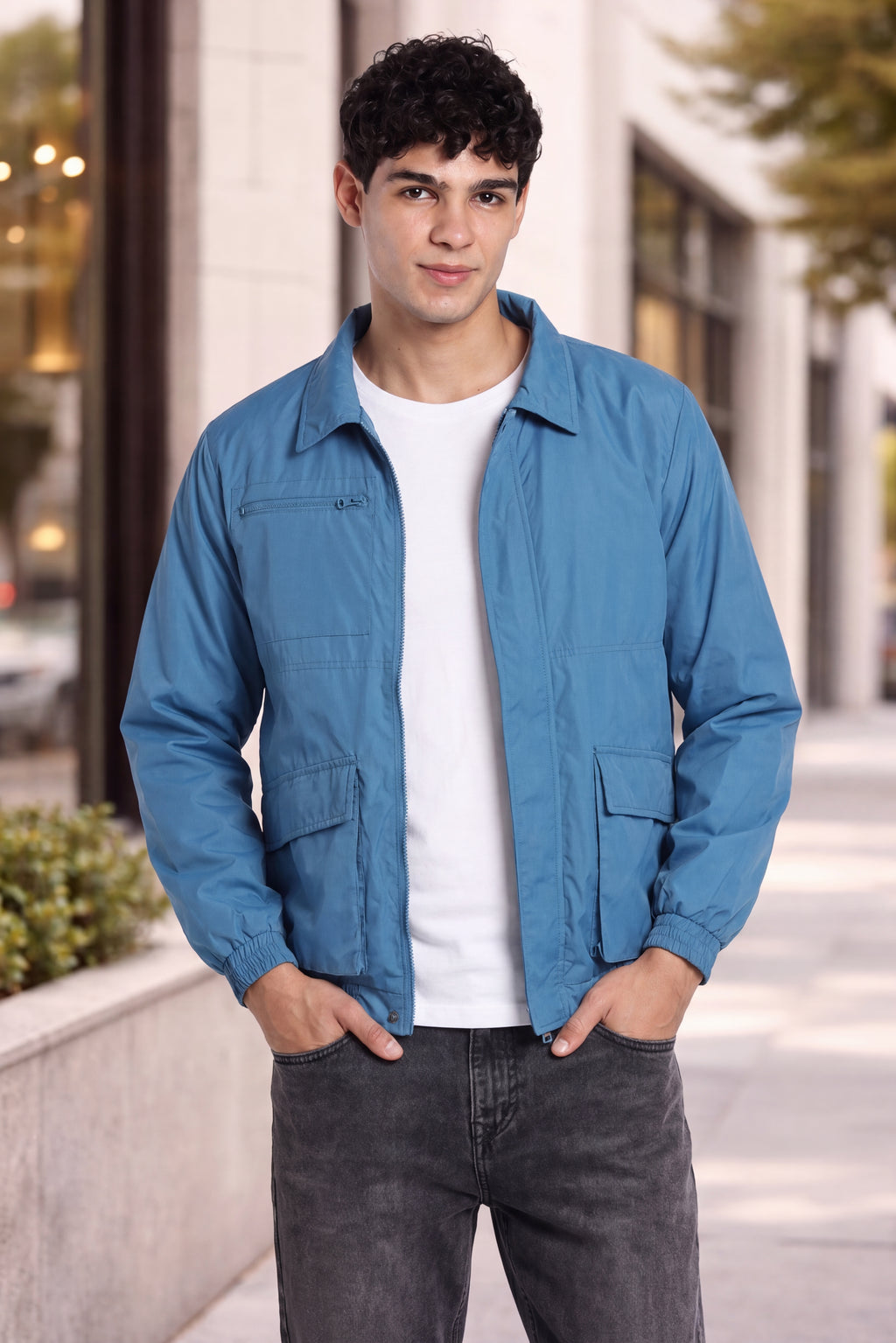 Teal Regular Fit Jacket for Men - Image 1