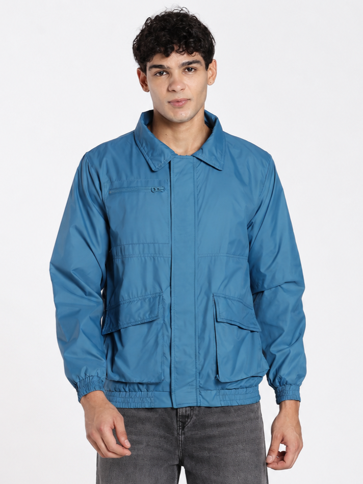Teal Regular Fit Jacket for Men - Image 2