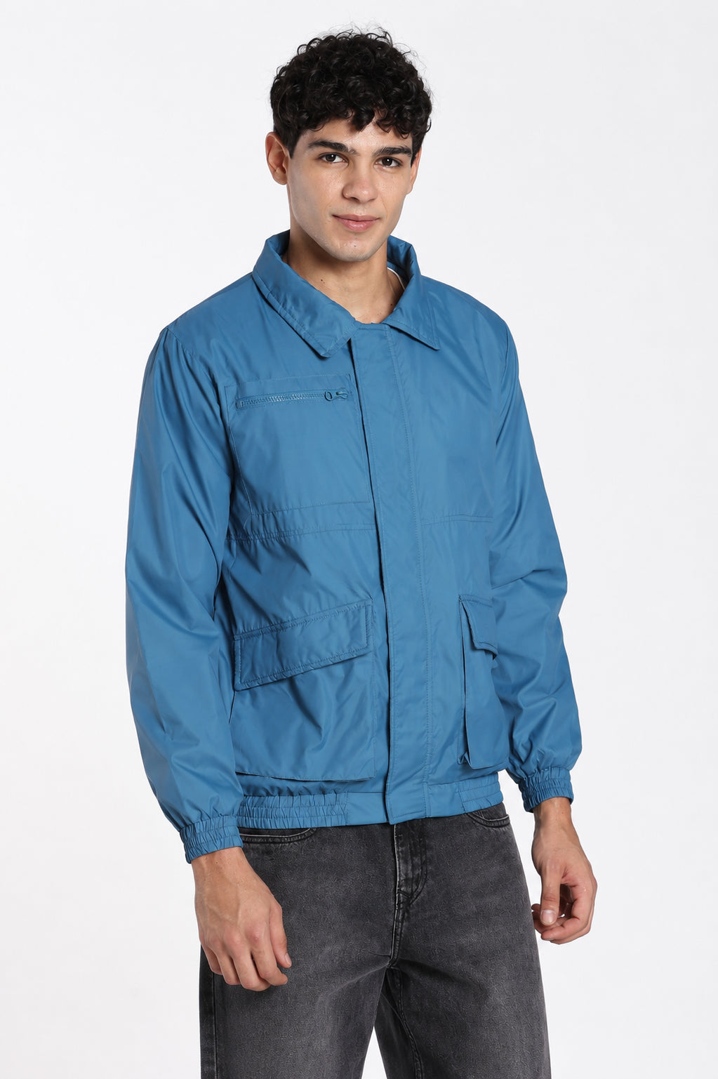 Teal Regular Fit Jacket for Men - Image 4