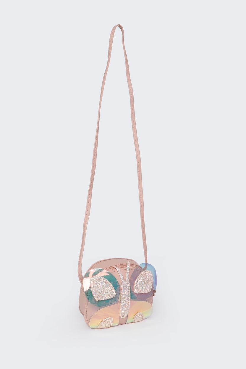 Pink Butterfly Embellished Sling Bag For Girls - Image 4