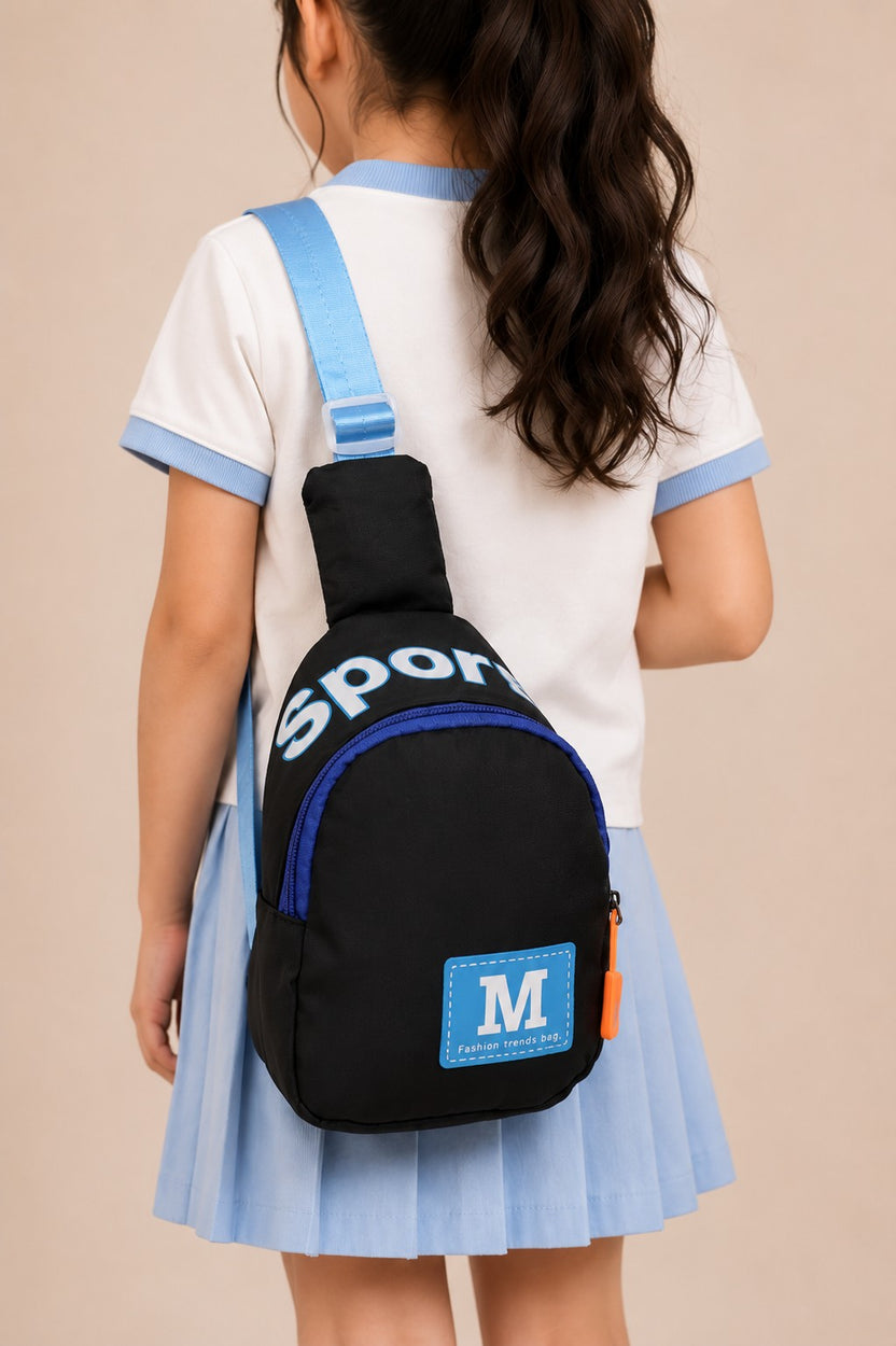 Black Typographic Backpack For Boys - Image 1