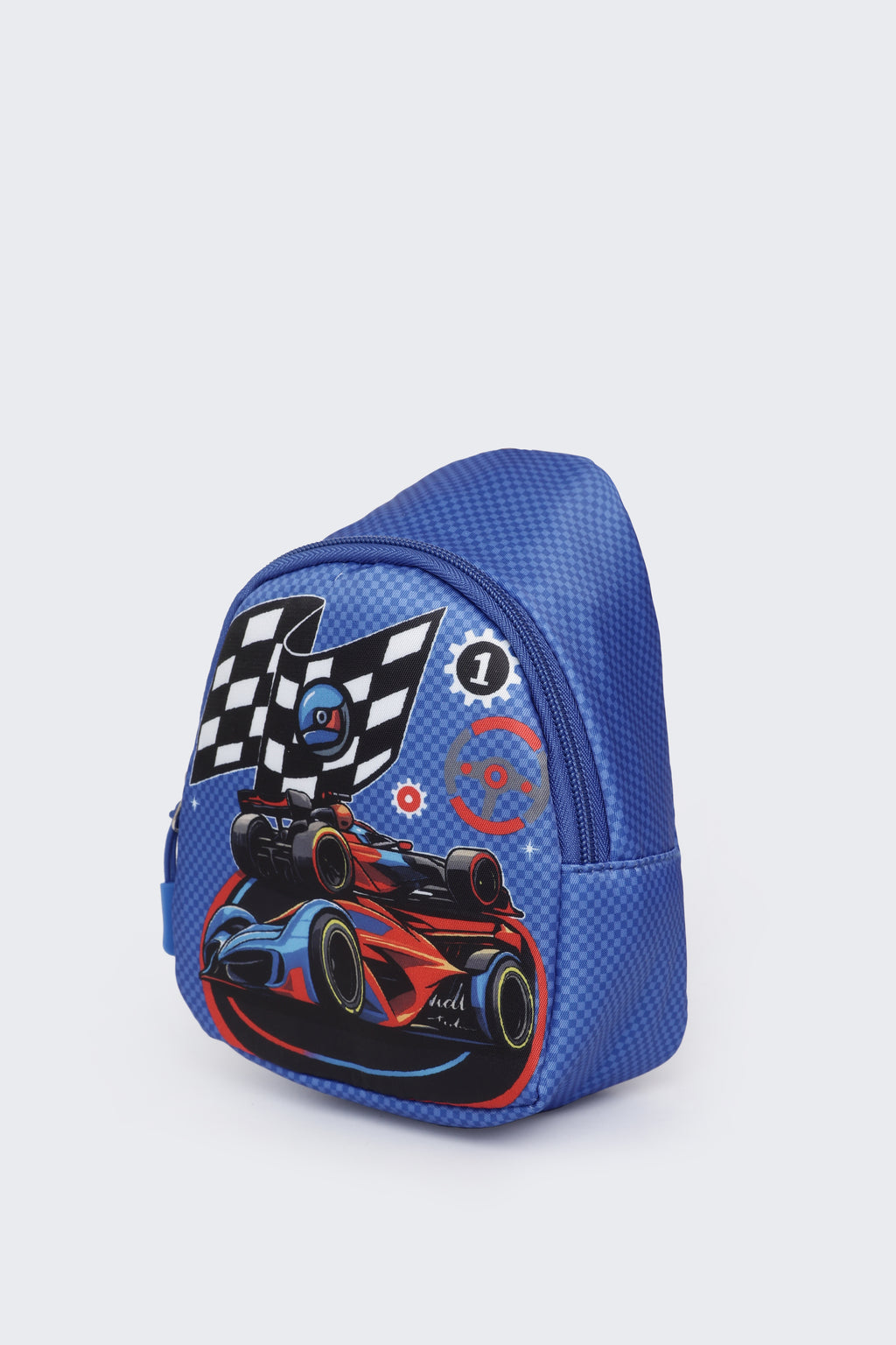 Blue Racing Car Graphic Print Backpack For Boys - Image 3
