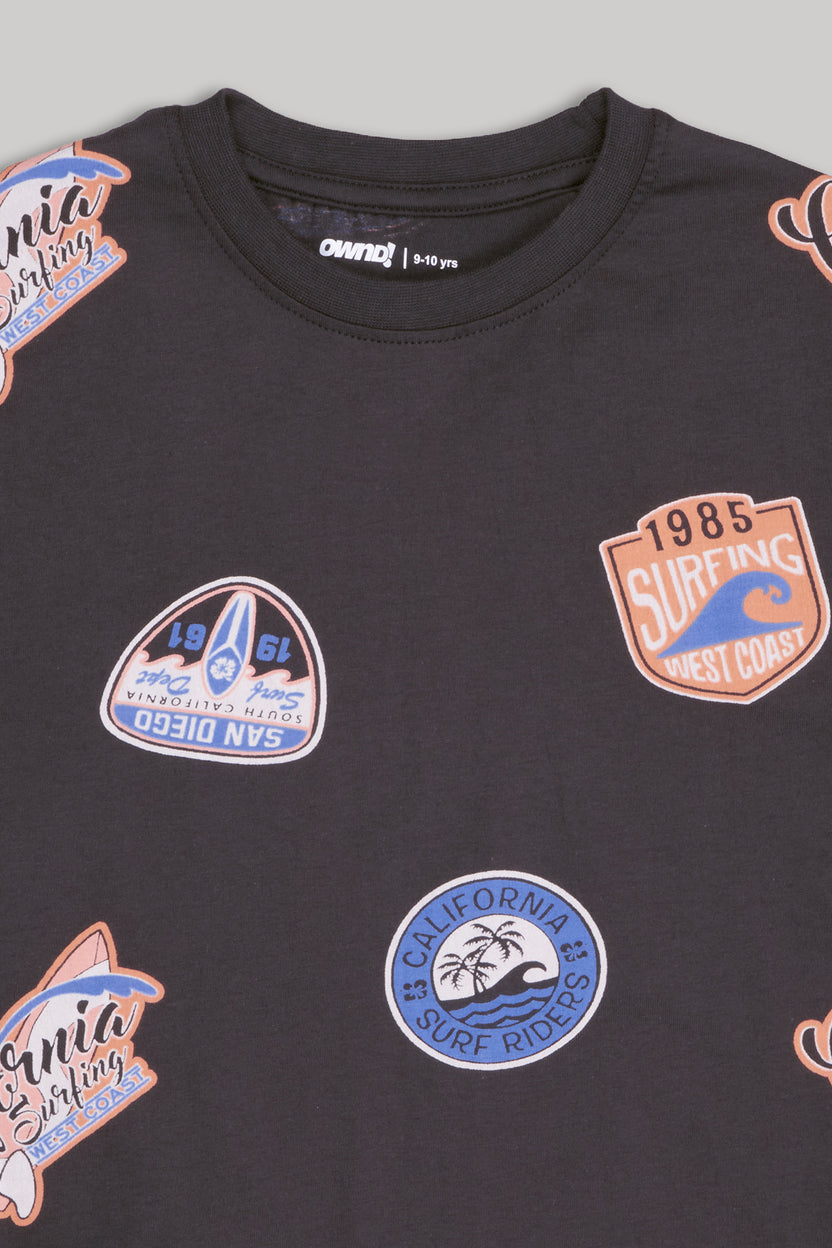 Charcoal Graphic Printed Regular Fit T-Shirt For Tweens Boys - Image 3
