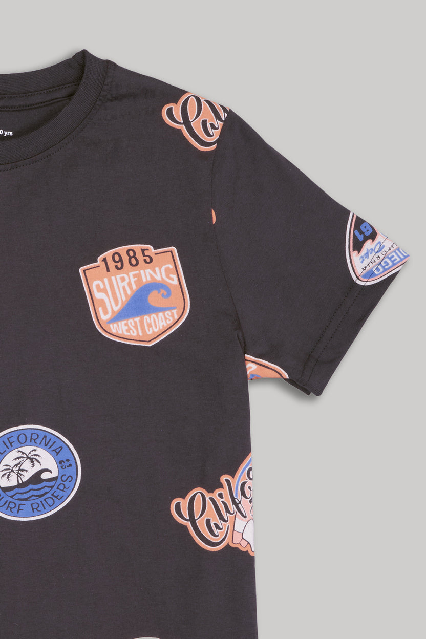 Charcoal Graphic Printed Regular Fit T-Shirt For Tweens Boys - Image 4