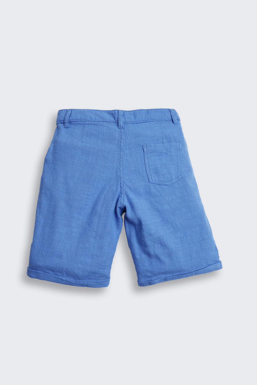 Blue Solid Regular Fit Shorts - Image 3