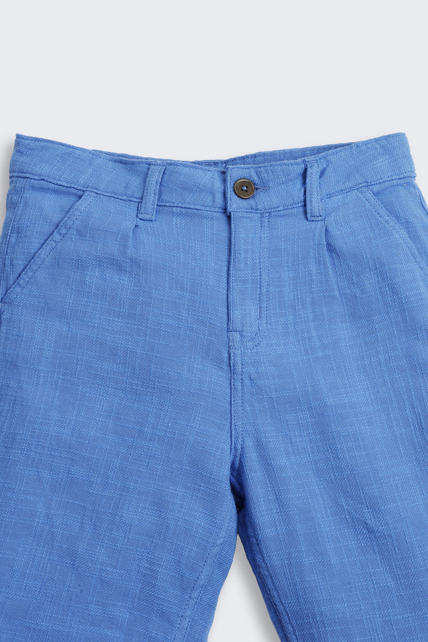 Blue Solid Regular Fit Shorts - Image 4