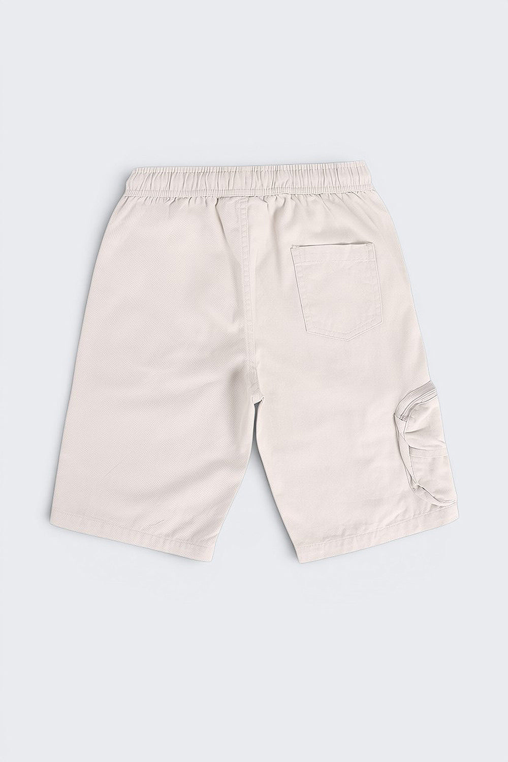 Off White Solid Cargo Shorts with Pockets - Image 3