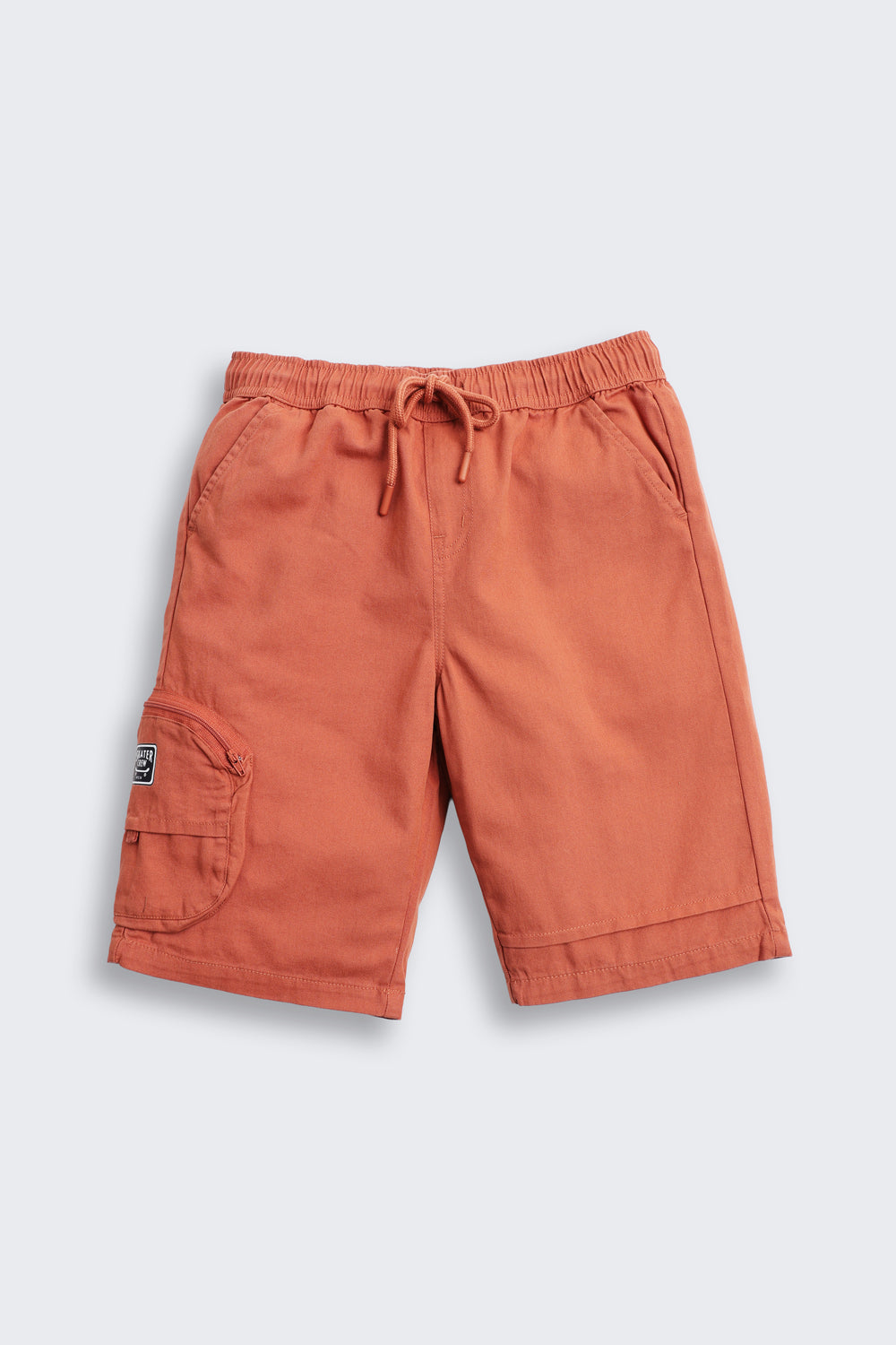 Orange Solid Cotton Shorts for Tweens Boys - Image 2