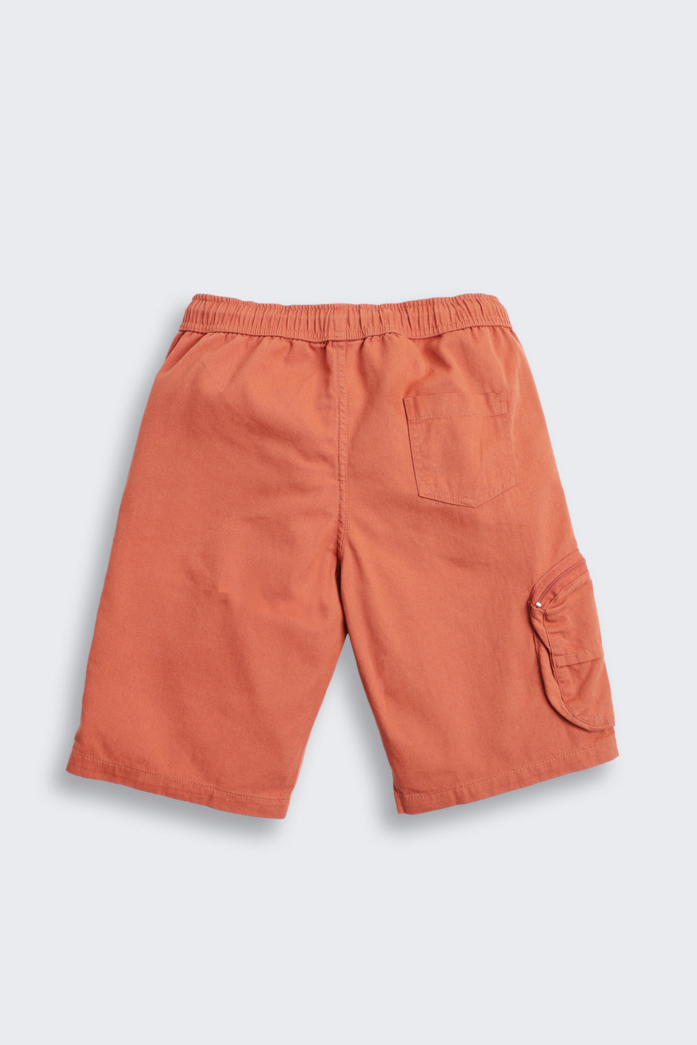 Orange Solid Cotton Shorts for Tweens Boys - Image 3