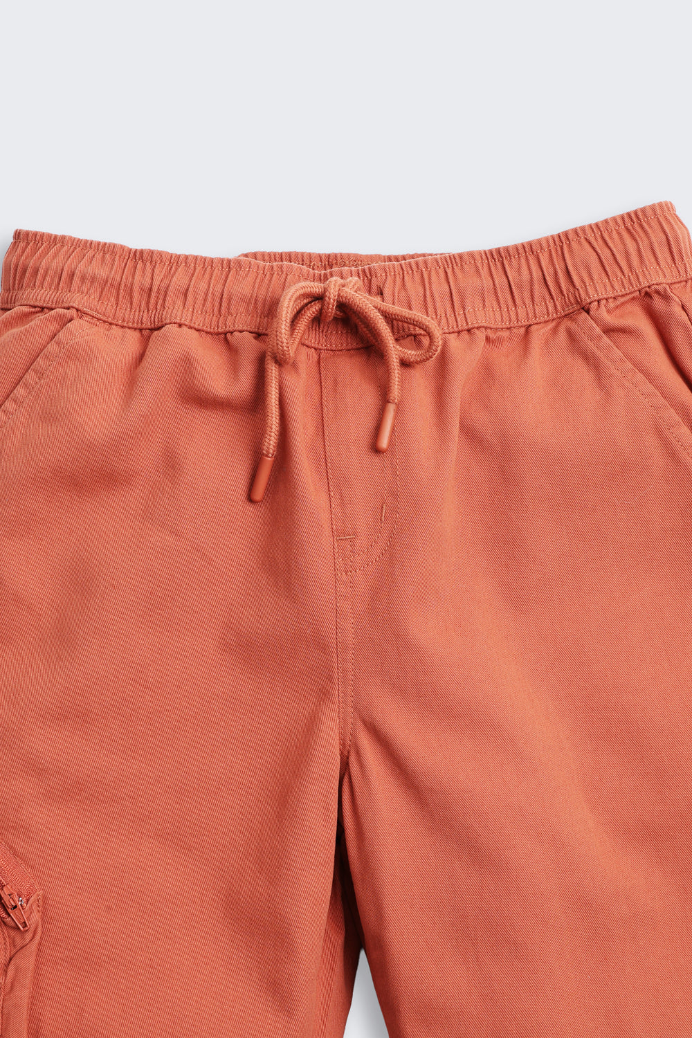 Orange Solid Cotton Shorts for Tweens Boys - Image 4