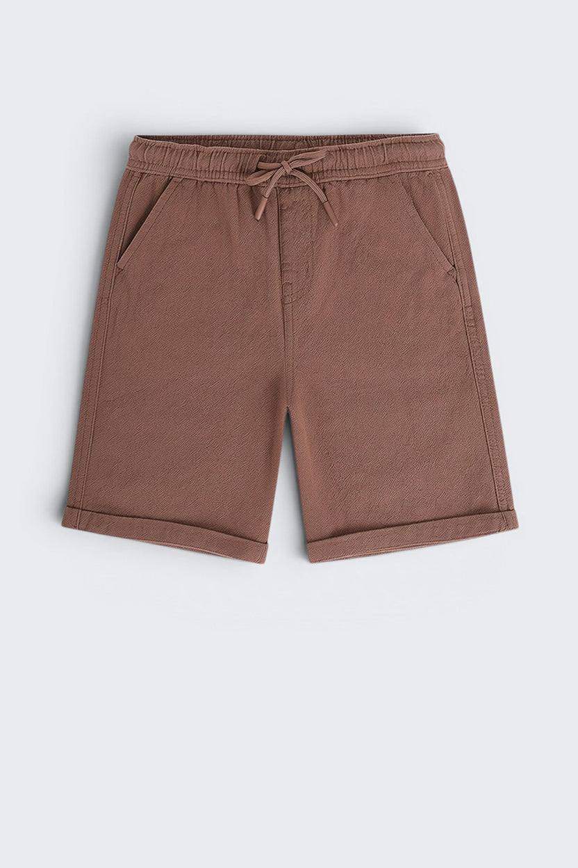 Brown Solid Regular Fit Shorts - Image 2