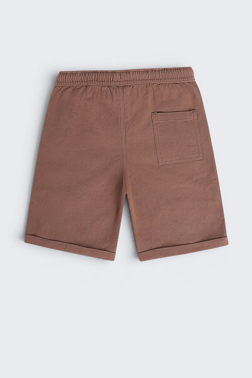 Brown Solid Regular Fit Shorts - Image 3
