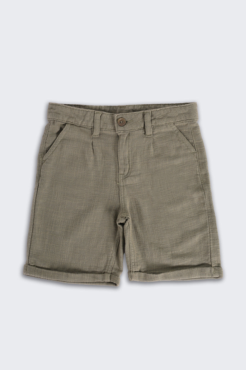Olive Mid Rise Solid Shorts - Image 2