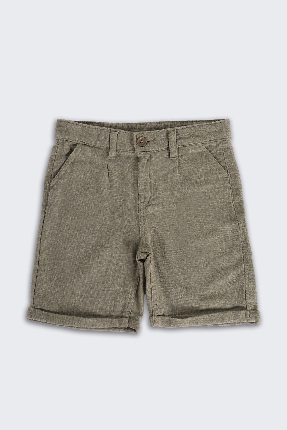 Olive Mid Rise Solid Shorts - Image 2