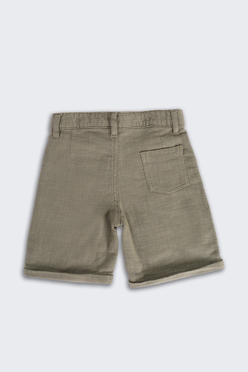 Olive Mid Rise Solid Shorts - Image 3