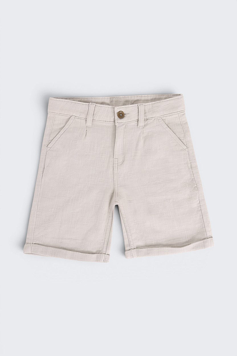 Grey Solid Regular Fit Shorts for Boys - Image 2