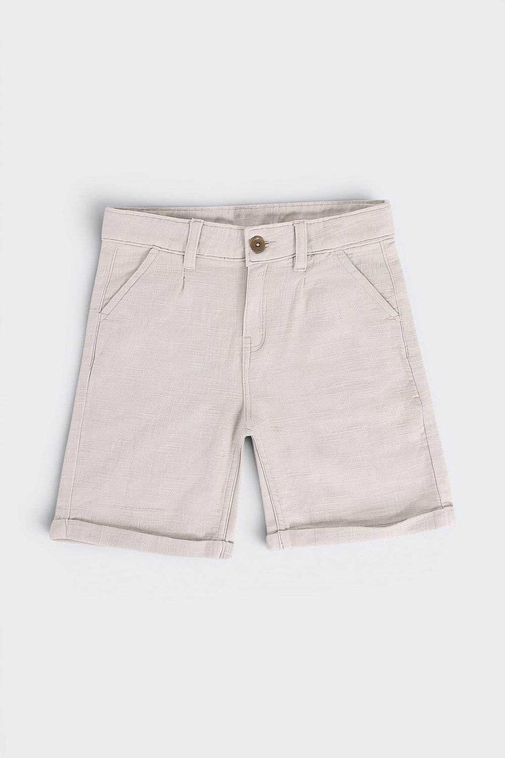 Grey Solid Regular Fit Shorts for Boys - Image 2