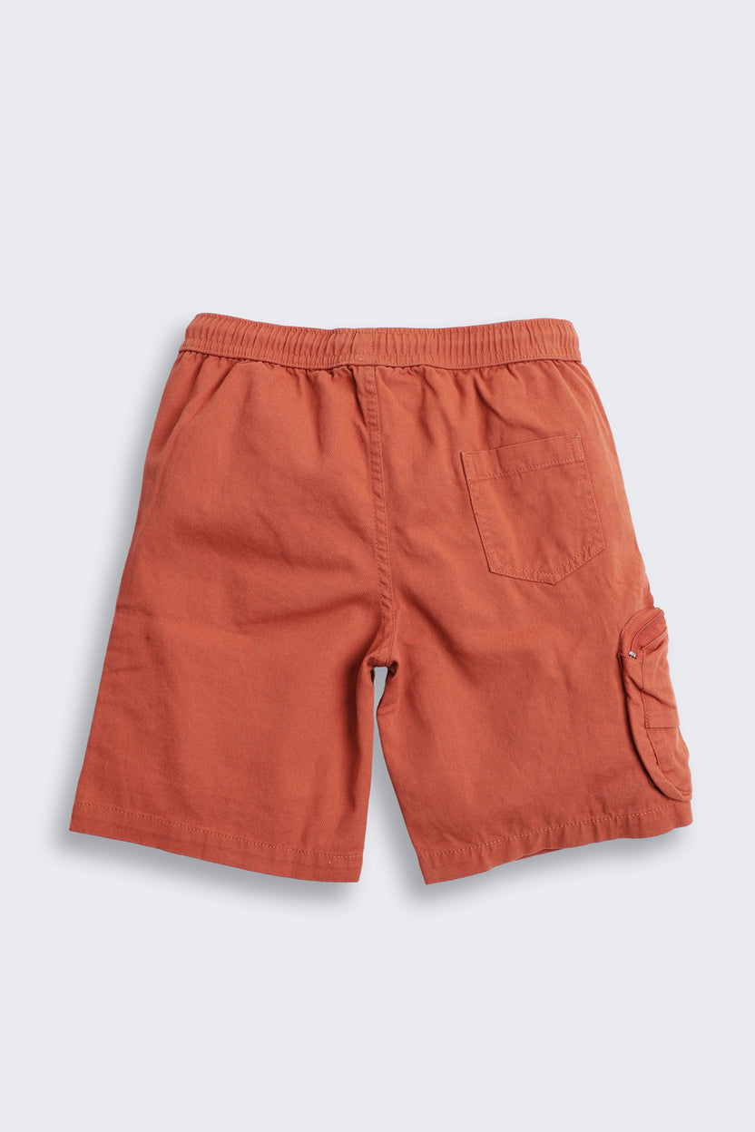 Orange Solid Regular Fit Shorts for Boys - Image 3