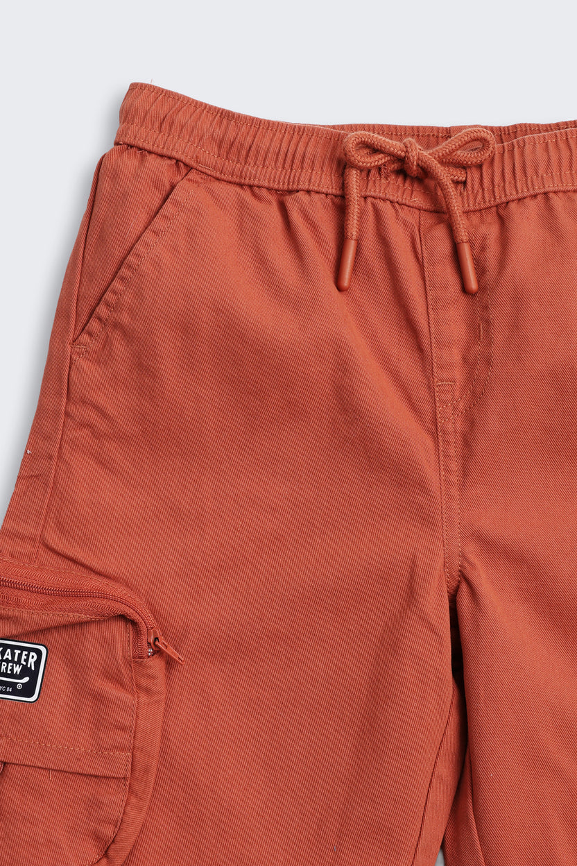 Orange Solid Regular Fit Shorts for Boys - Image 4