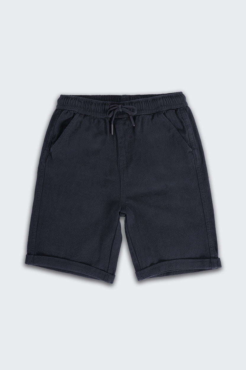 Navy Solid Regular Fit Shorts - Image 2