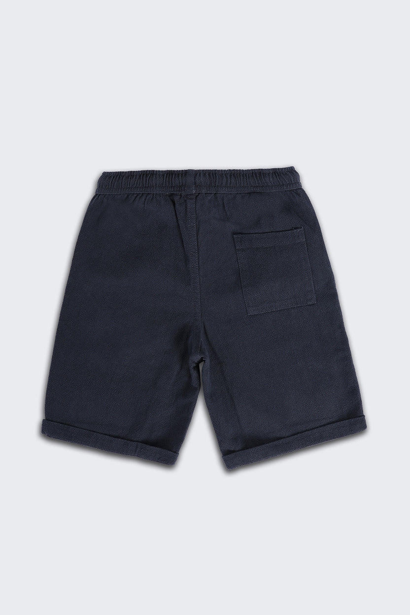 Navy Solid Regular Fit Shorts - Image 3