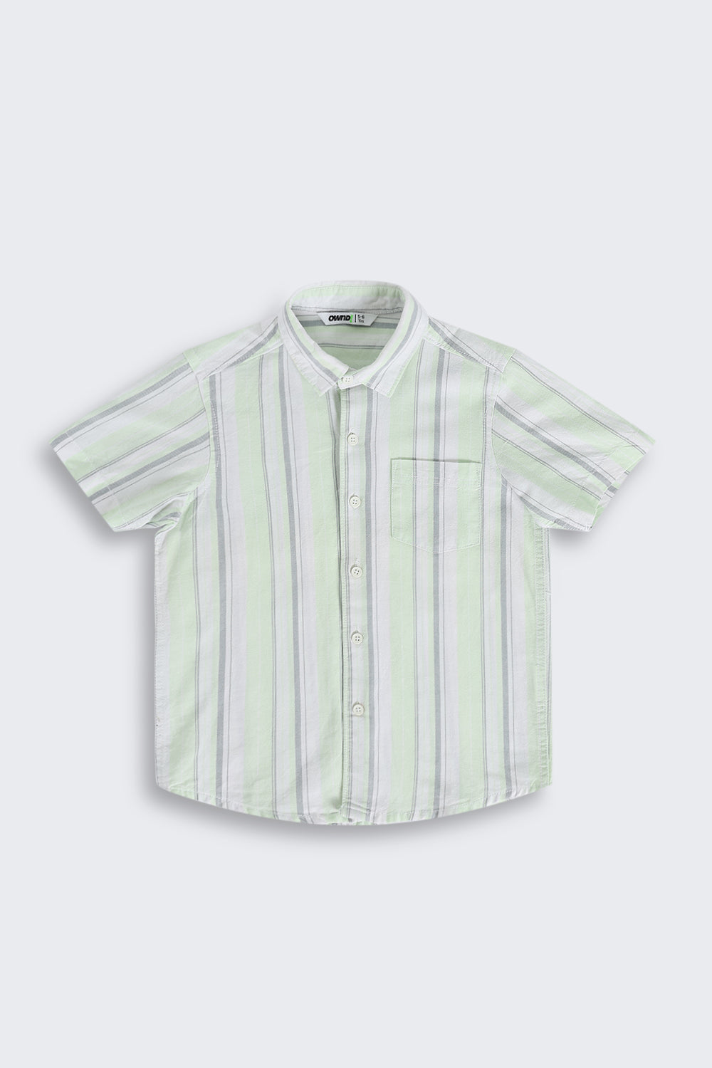 Light Green Striped Summer Shirt for Boys - Image 2