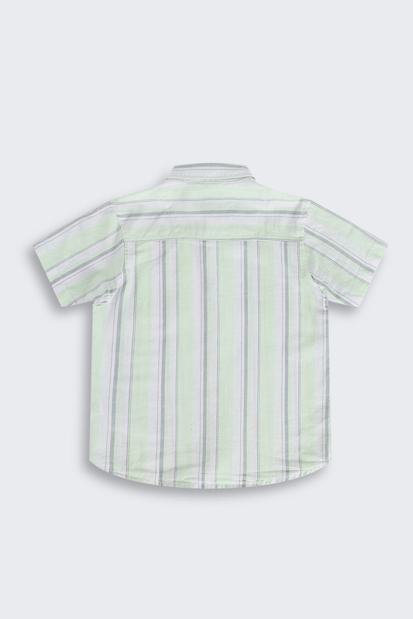 Light Green Striped Summer Shirt for Boys - Image 3