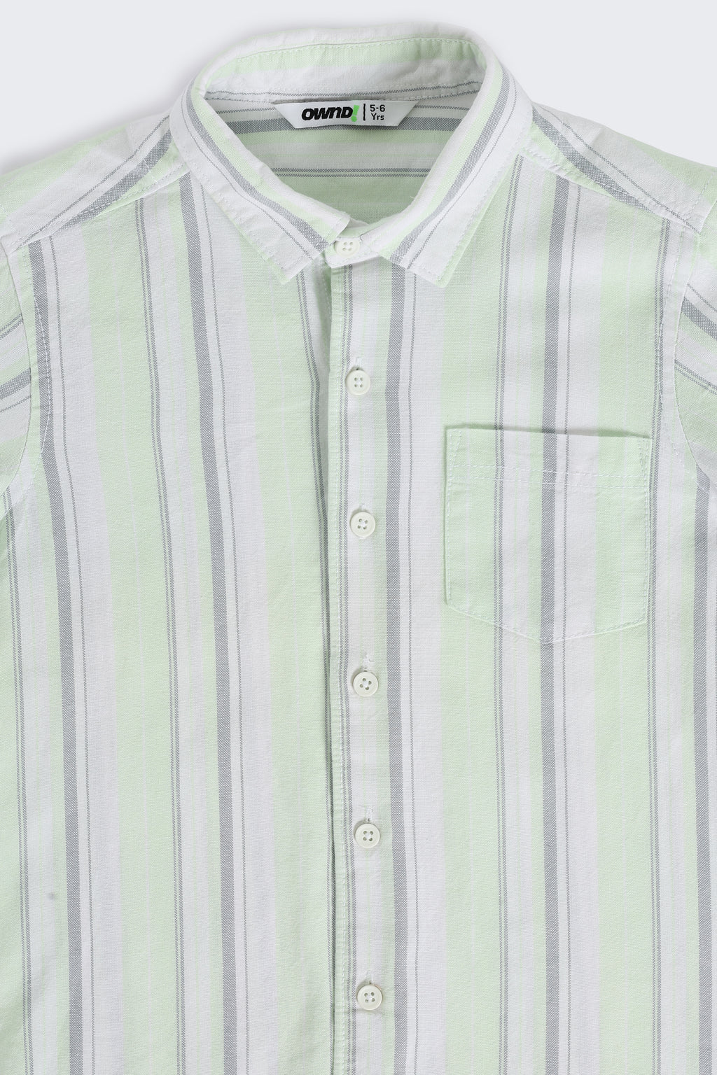 Light Green Striped Summer Shirt for Boys - Image 4