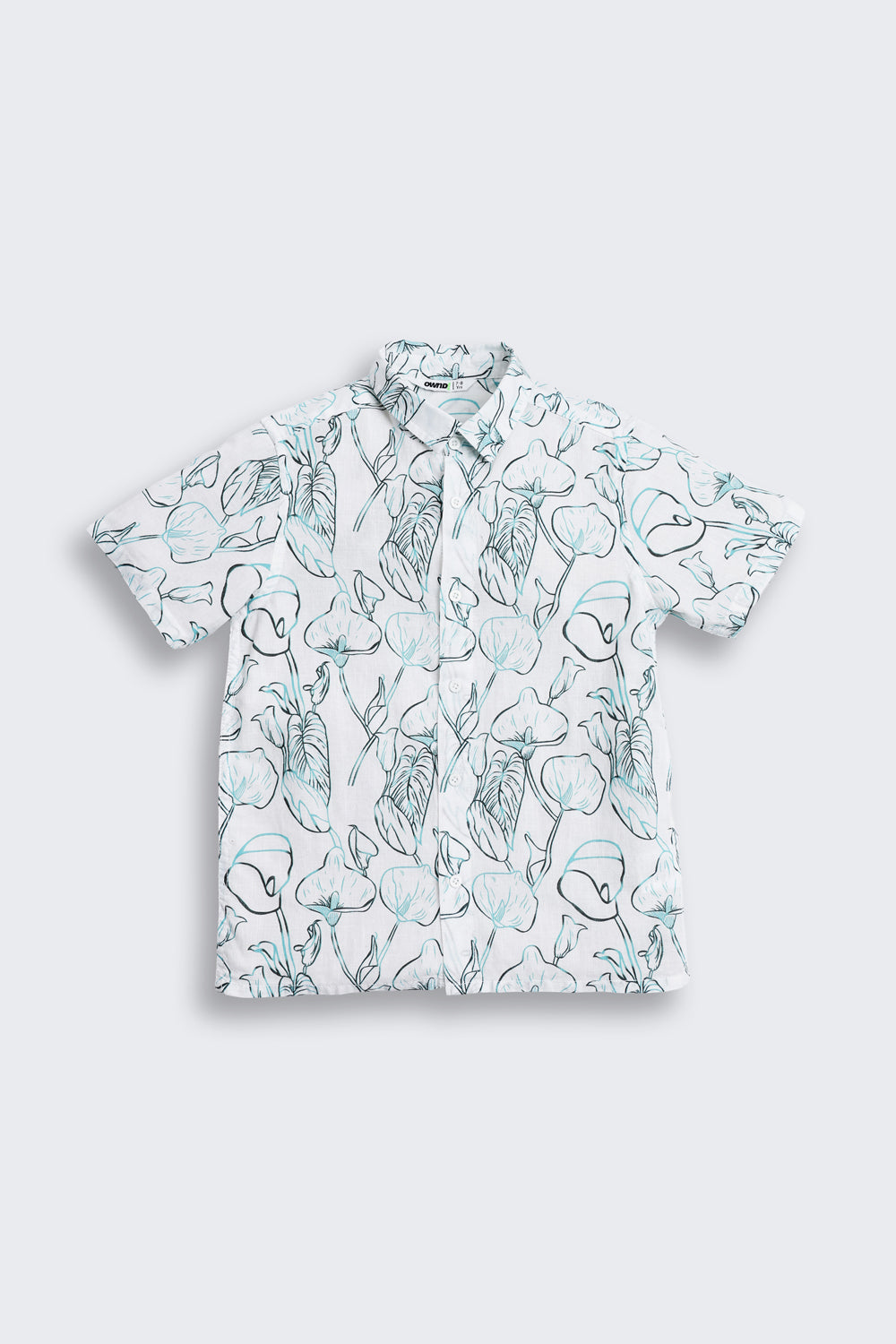 Light Blue Printed Cotton Shirt for Boys - Image 2