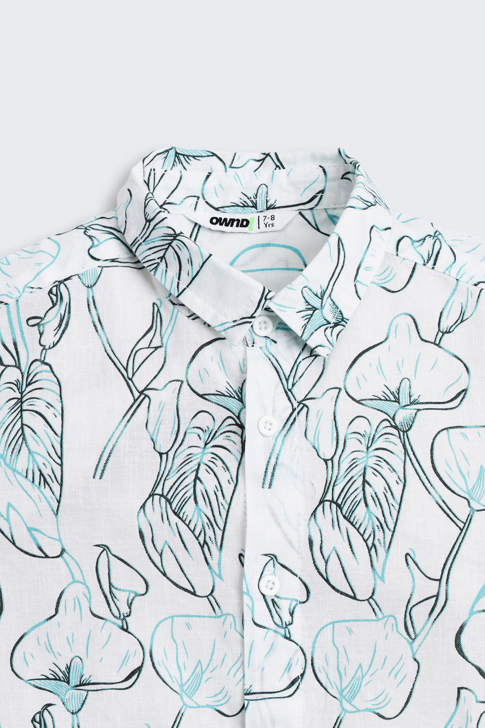 Light Blue Printed Cotton Shirt for Boys - Image 4