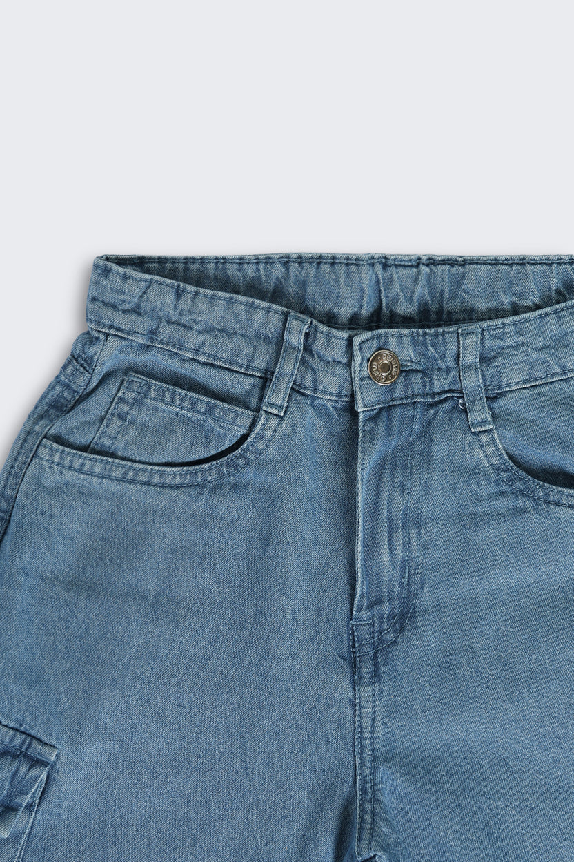 Blue Jogger Fit Jeans With 6 Pocket for Tweens Girls - Image 5