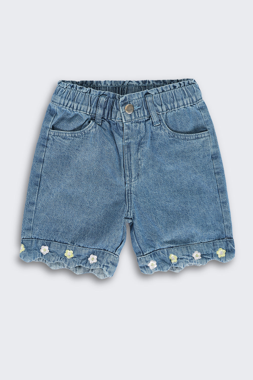 Light Blue Regular Fit Shorts With 4 Pocket for Girls - Image 2