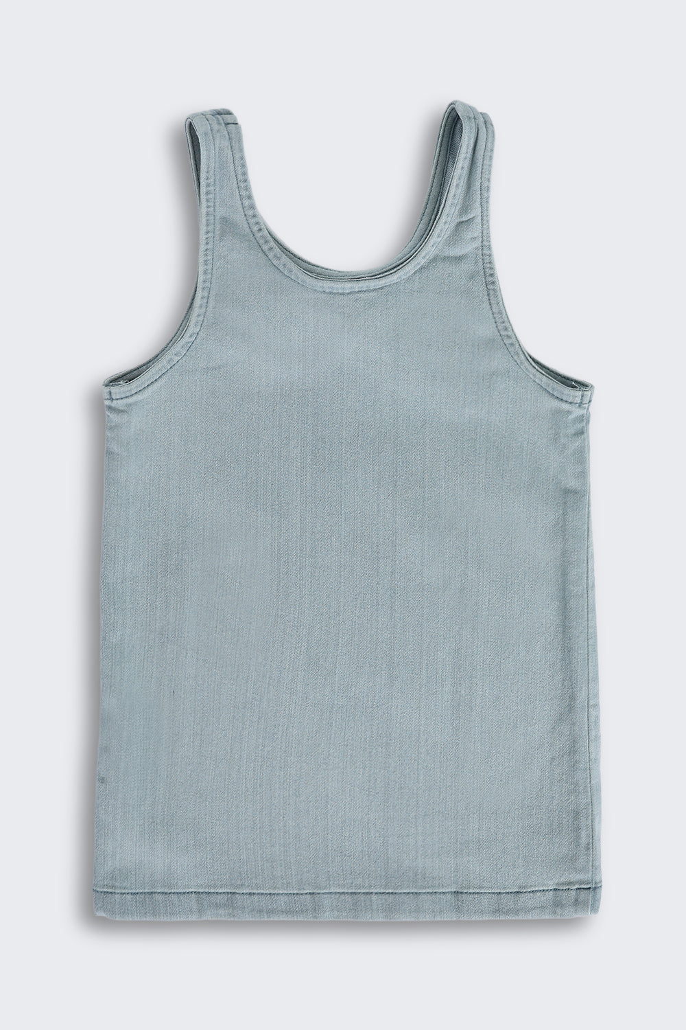 Light Blue Cotton Dungaree Set with T-Shirt for Girls - Image 3