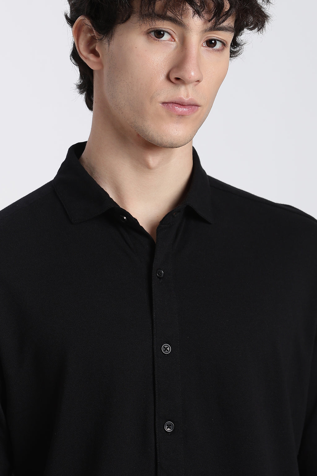 Black Cotton Regular Fit Shirt for Men - Image 3