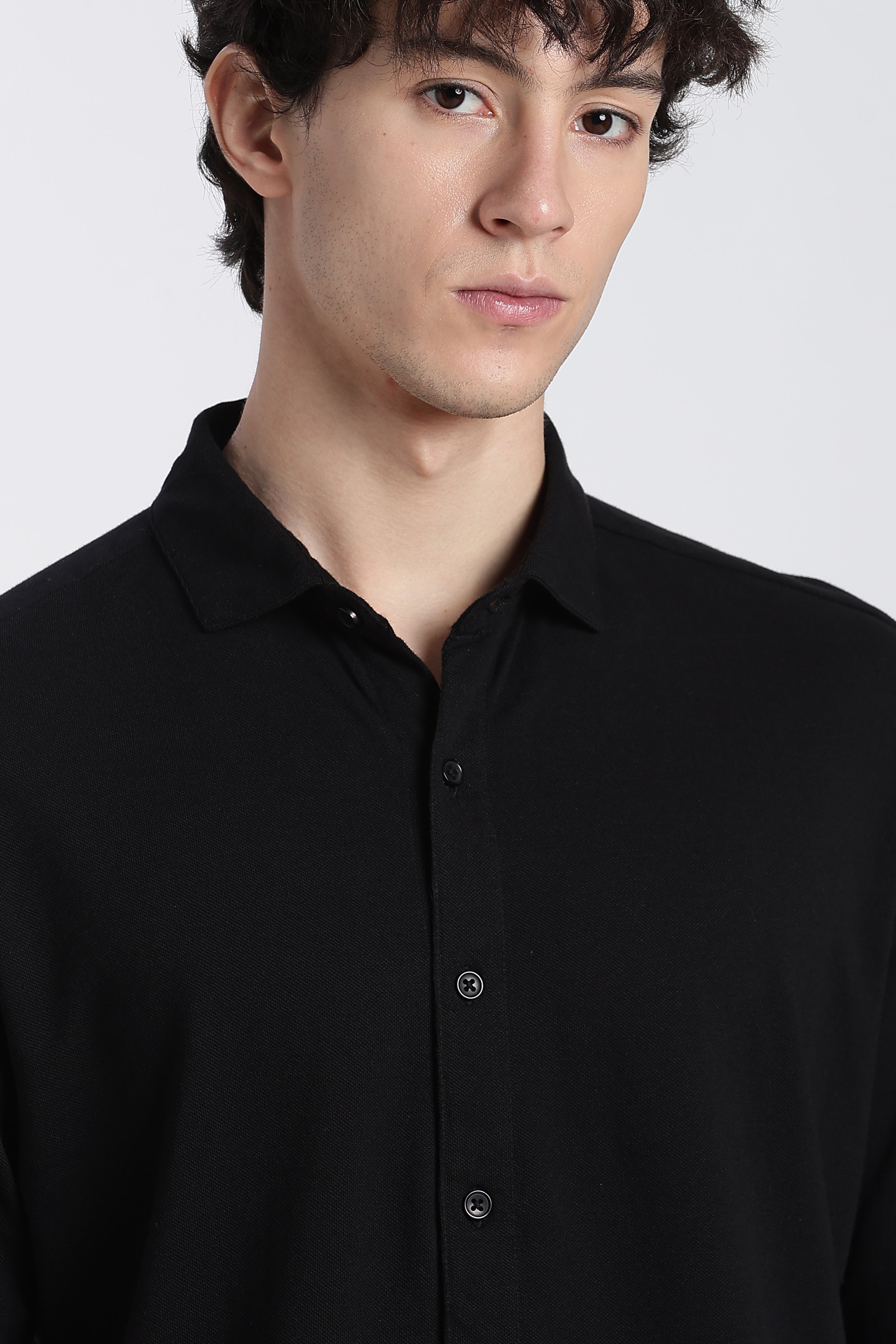 Black Cotton Regular Fit Shirt for Men - Image 3