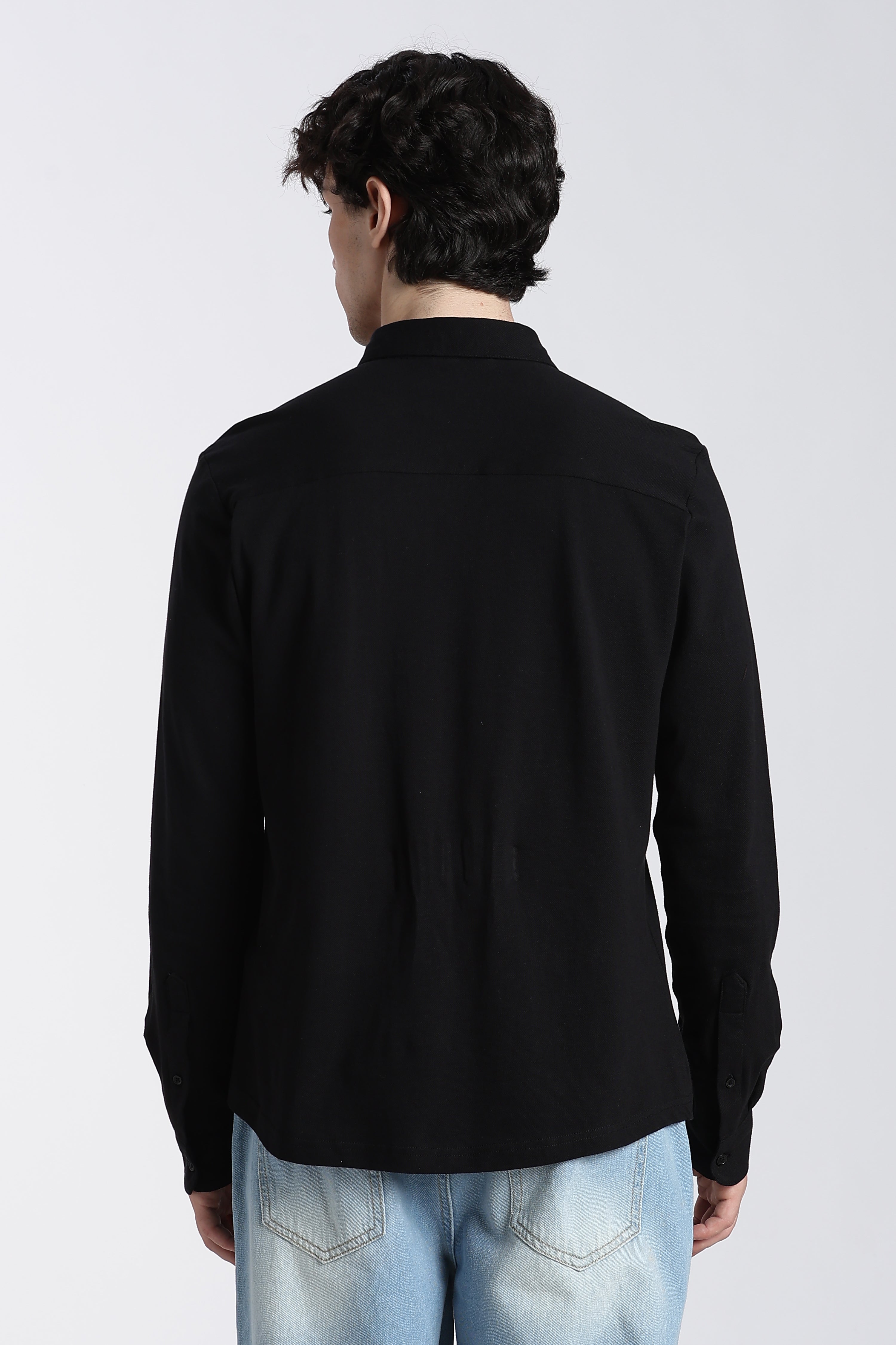 Black Cotton Regular Fit Shirt for Men - Image 5