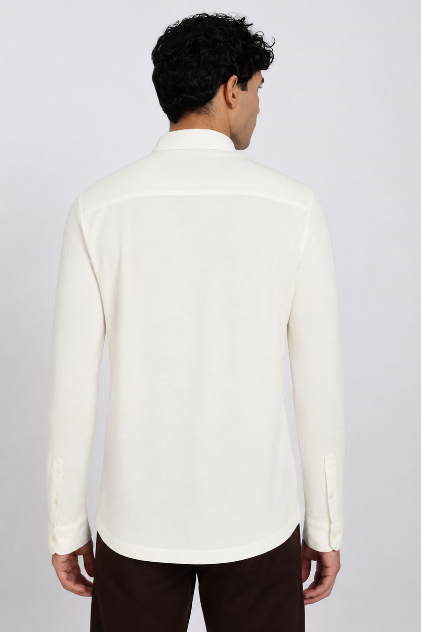 Off White Solid Regular Fit Casual Shirt for Men - Image 5