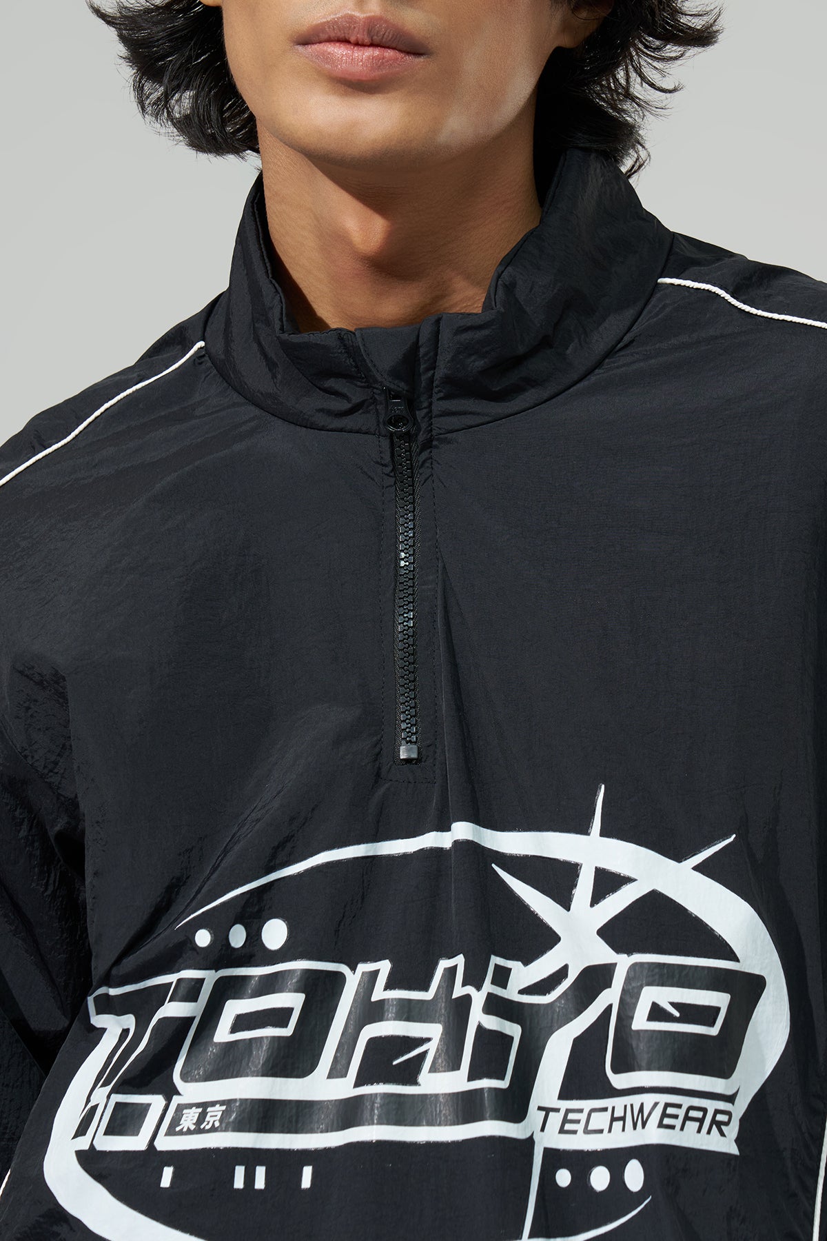 Black Graphic Printed Jacket for Men - Image 2