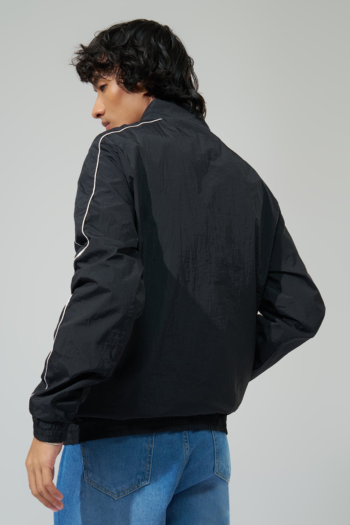 Black Graphic Printed Jacket for Men - Image 5